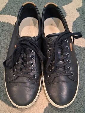 Ecco Black Leather Lace-Up Sneakers Women's 40